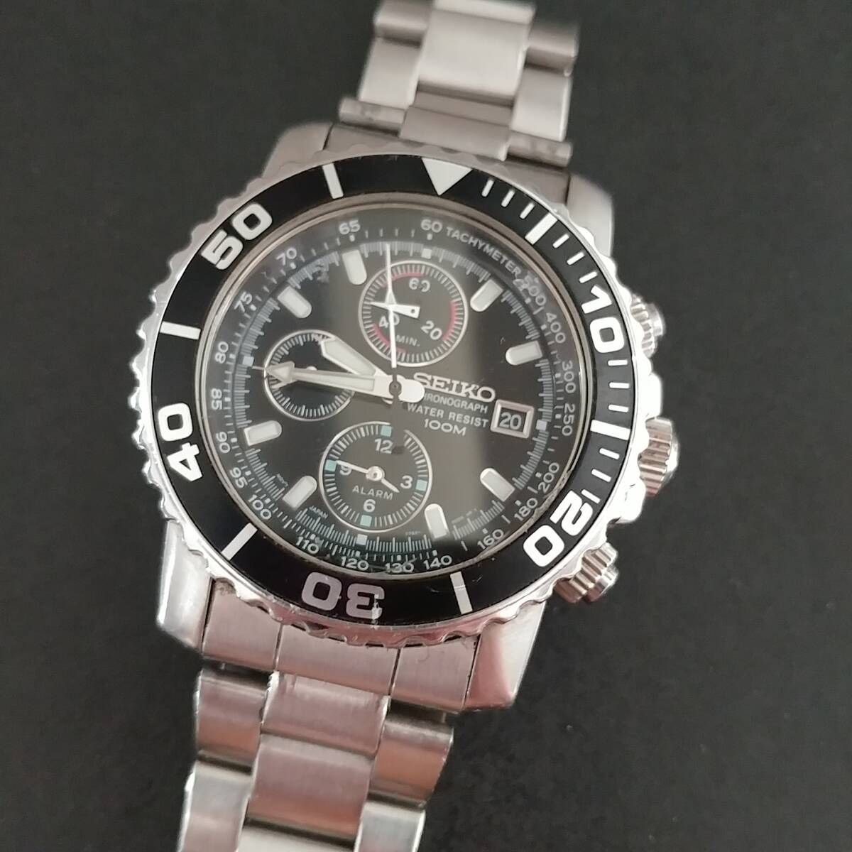 SEIKO chronograph セイコー クロノグラフ ダイバー メンズ 稼働品 ガラス傷 現状渡し 7T62-0CV0