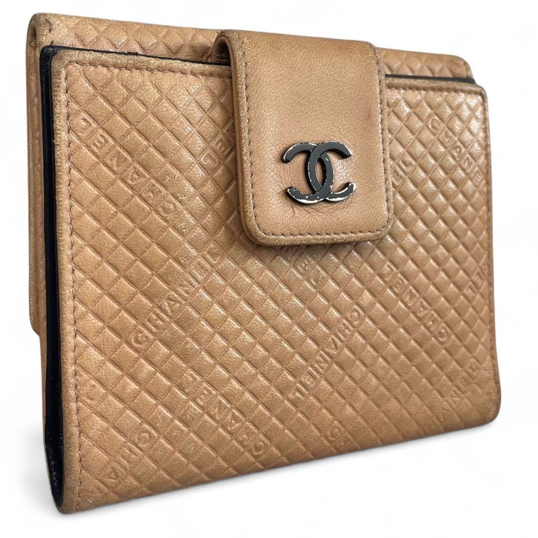 シャネル　二つ折り財布　ココマーク　マイクロチョコバー　レザー　バイカラー　CHANEL 