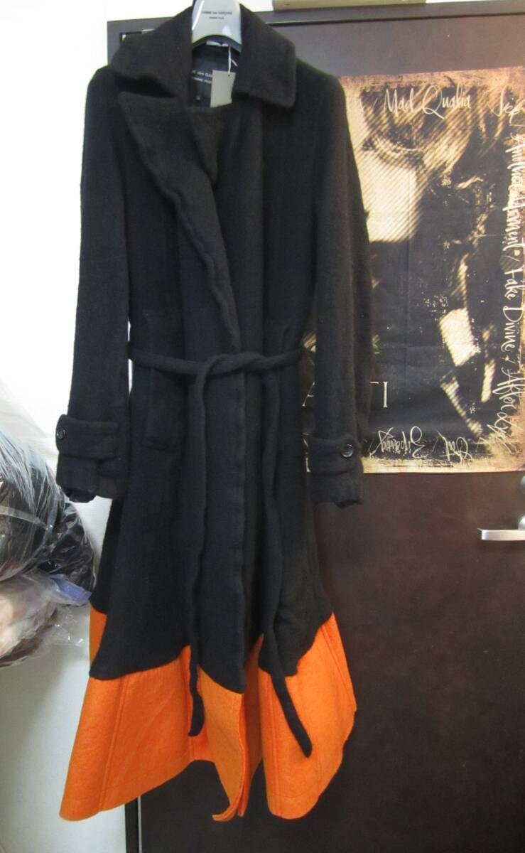 22aw_ノマド期★コムデギャルソンオムプリュス☆ウール縮絨ドッキングガウンコート【xs】★Comme des garcons homme plus