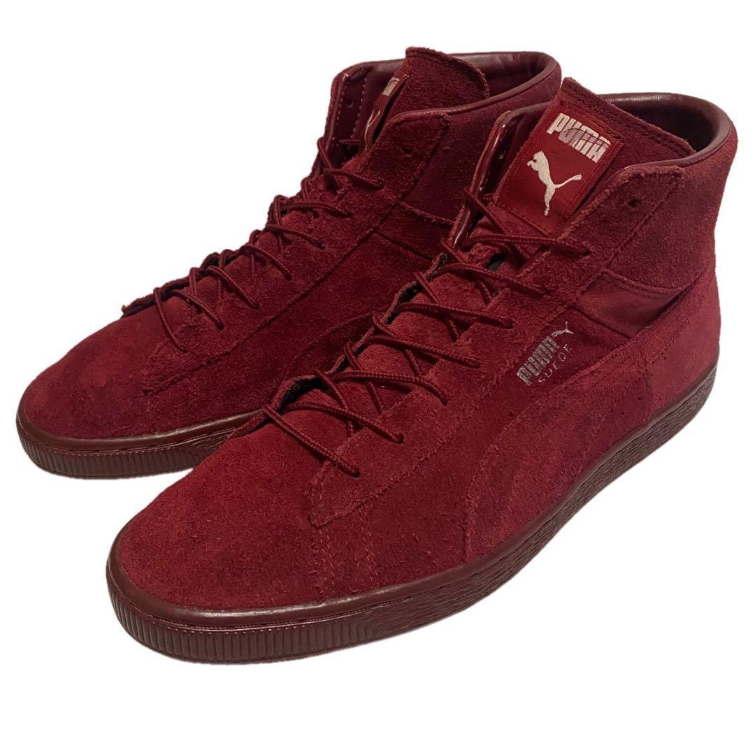 PUMA SUEDE MID えんじ スニーカー 28cm　プーマ スエード メンズ スニーカー 送料無料 バーガンディ ミッドカット