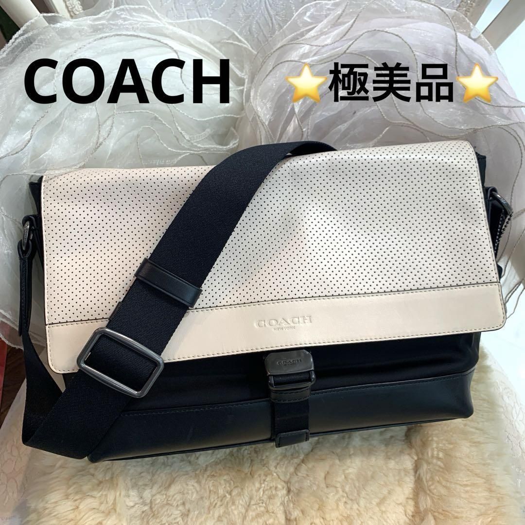 ☆極美品☆COACH メッセンジャーバッグ ホワイト/ブラック F71968