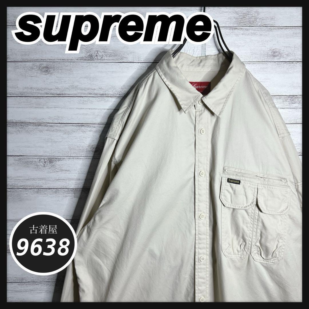 【入手困難!!】シュプリーム 長袖シャツ ワークシャツ 刺繍 ゆるだぼ