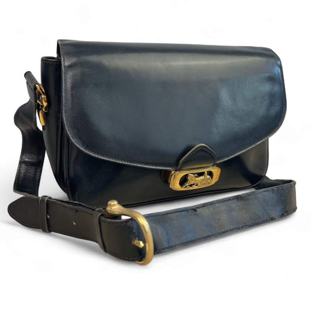 セリーヌ　ショルダーバッグ　馬車金具　ゴールド金具　レザー　ホースビット CELINE ヴィンテージ