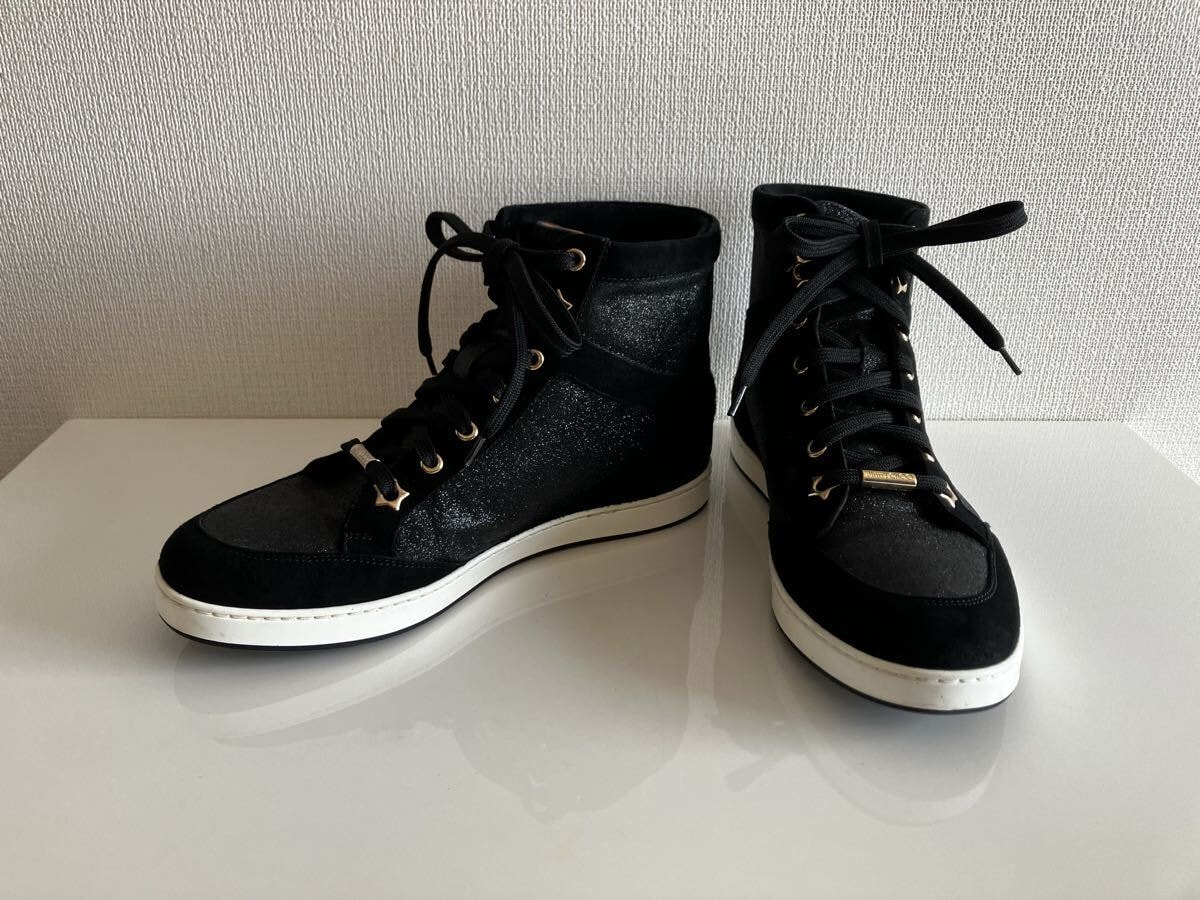極美品　ジミーチュウ　グリッター　ブラック　23.5 目立った傷や汚れなし】ジミーチュウ/スエード グリッター