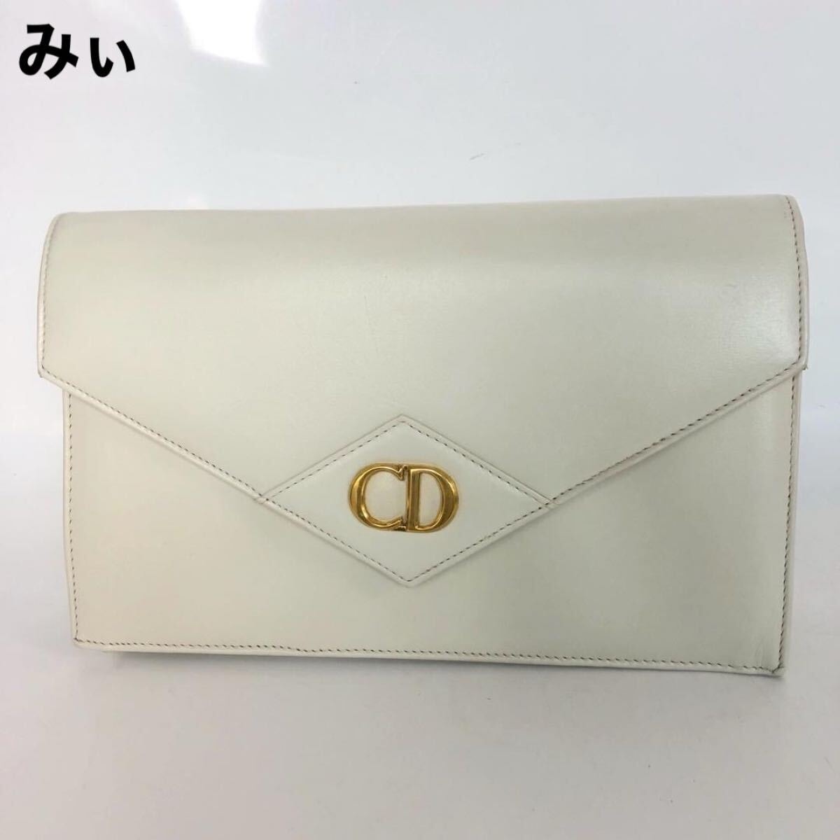 Christian Dior クリスチャンディオール セカンドバッグ ホワイト レディース ブランド ゴールド金具 クラッチバッグ ポーチ 白 鞄 ロゴ