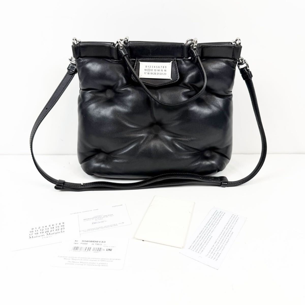 Maison Margiela メゾンマルジェラ MM11 ベルト ウエストバッグ ポーチ ヒップバッグ 斜め掛け ショルダー レザー 本革 ブラック 黒 メンズ レディース ユニセックス B (目立った傷や汚れなし)】Maison Margiela メゾンマルジェラ MM11