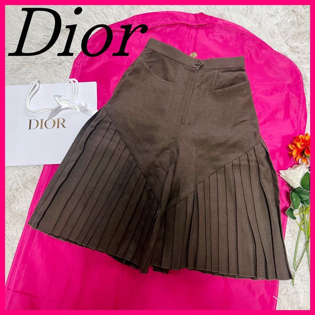 【良品】Christian Dior ハーフパンツ カーキ プリーツ S　クリスチャンディオール
