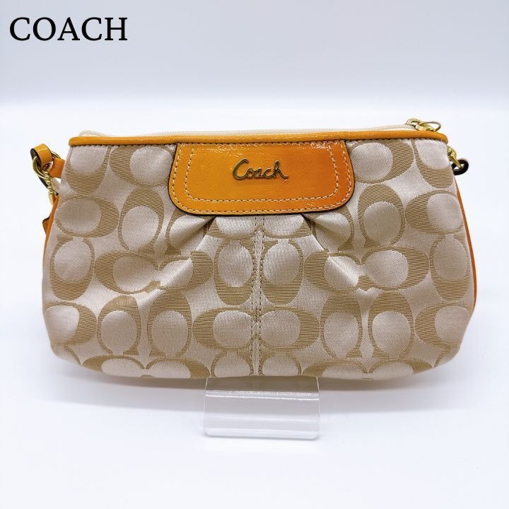 A (未使用に近い)】COACH コーチ リストレット ポーチ シグネチャー