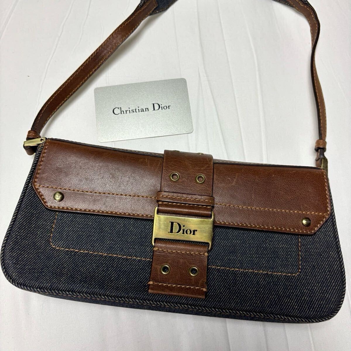 Christian Dior クリスチャンディオール ストリートシック デニム レザー アクセサリーポーチ ショルダーバッグ ハンドバッグ トロッター