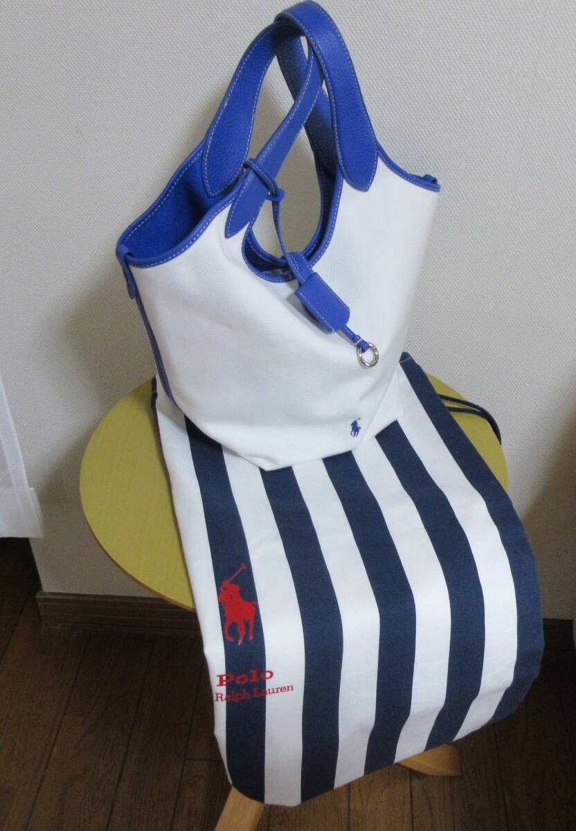 POLO RALPH LAUREN　Polo Play キャンバス トート ブルー系　保存袋つき　２０２５年５月購入
