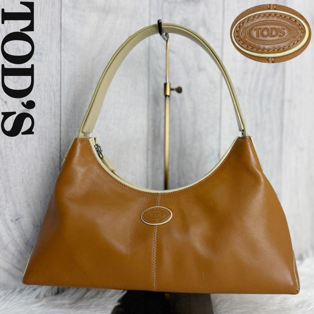 人気 TOD'S トッズ ロゴ レザー ハーフムーン ホーボーバッグ ショルダーバッグ Half Moon Hobo Bag Leather One Shoulder Y2K