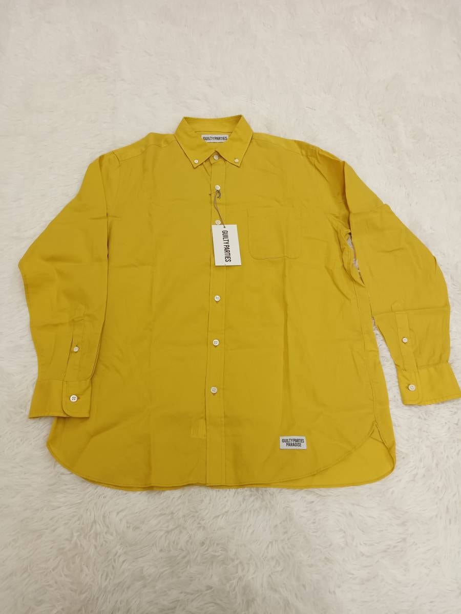 未使用品　定価24,200円　WACKOMARIA　ワコマリア　ボタンダウンシャツ　BDシャツ　ドレス　ライン　L　イエロー