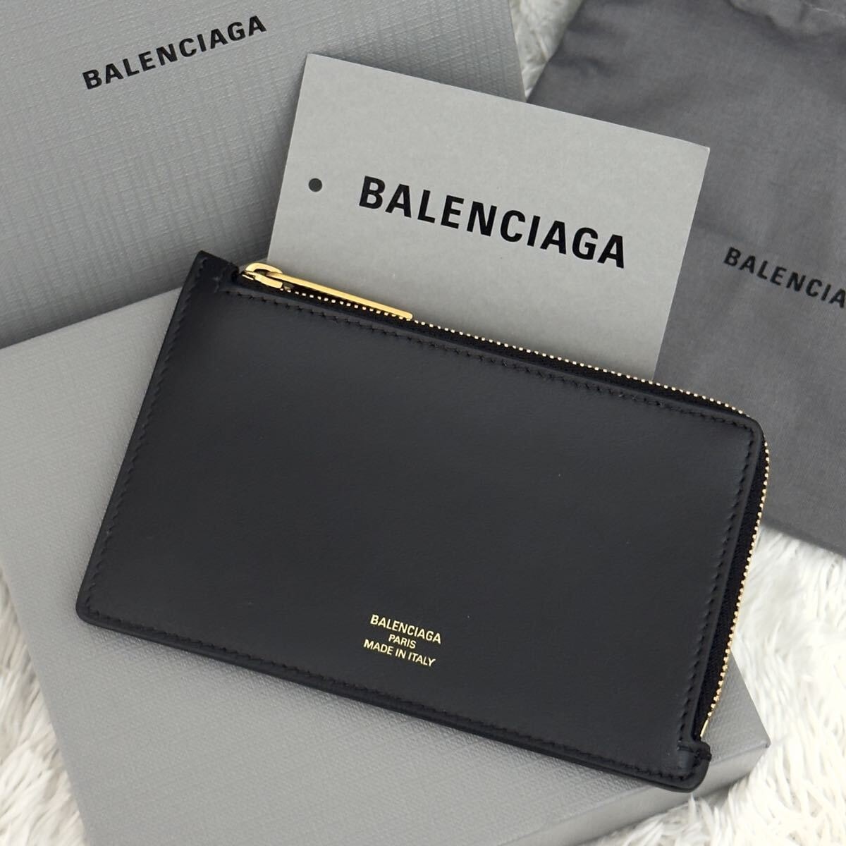 ☆新品同様☆25年12月購入 新作 BALENCIAGA バレンシアガ 財布 フラグメントケース コインケース 黒 レザー