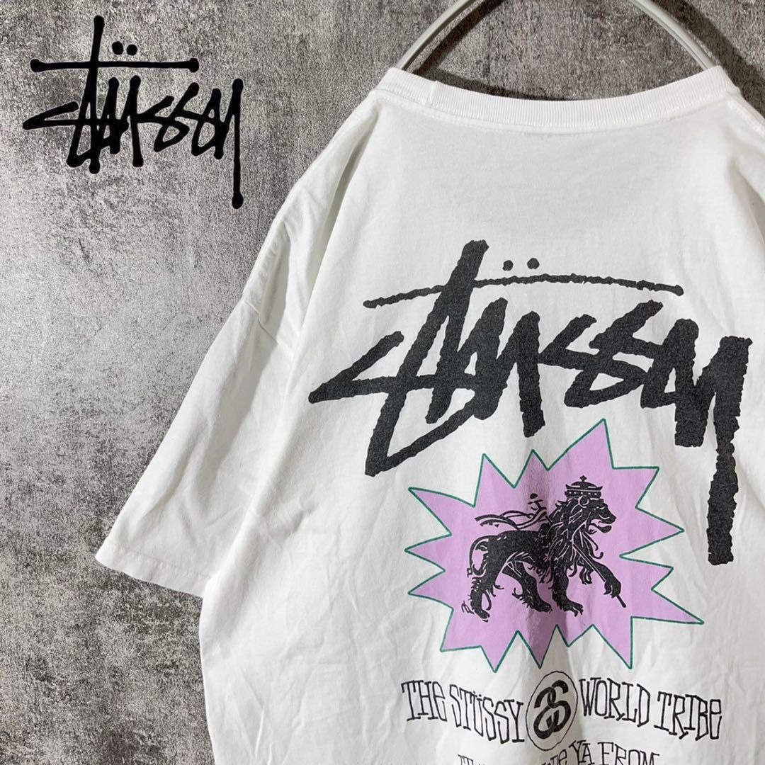 [大人気]　ステューシー　Tシャツ　プリント◎　ストックロゴ　ライオン　存在感◎