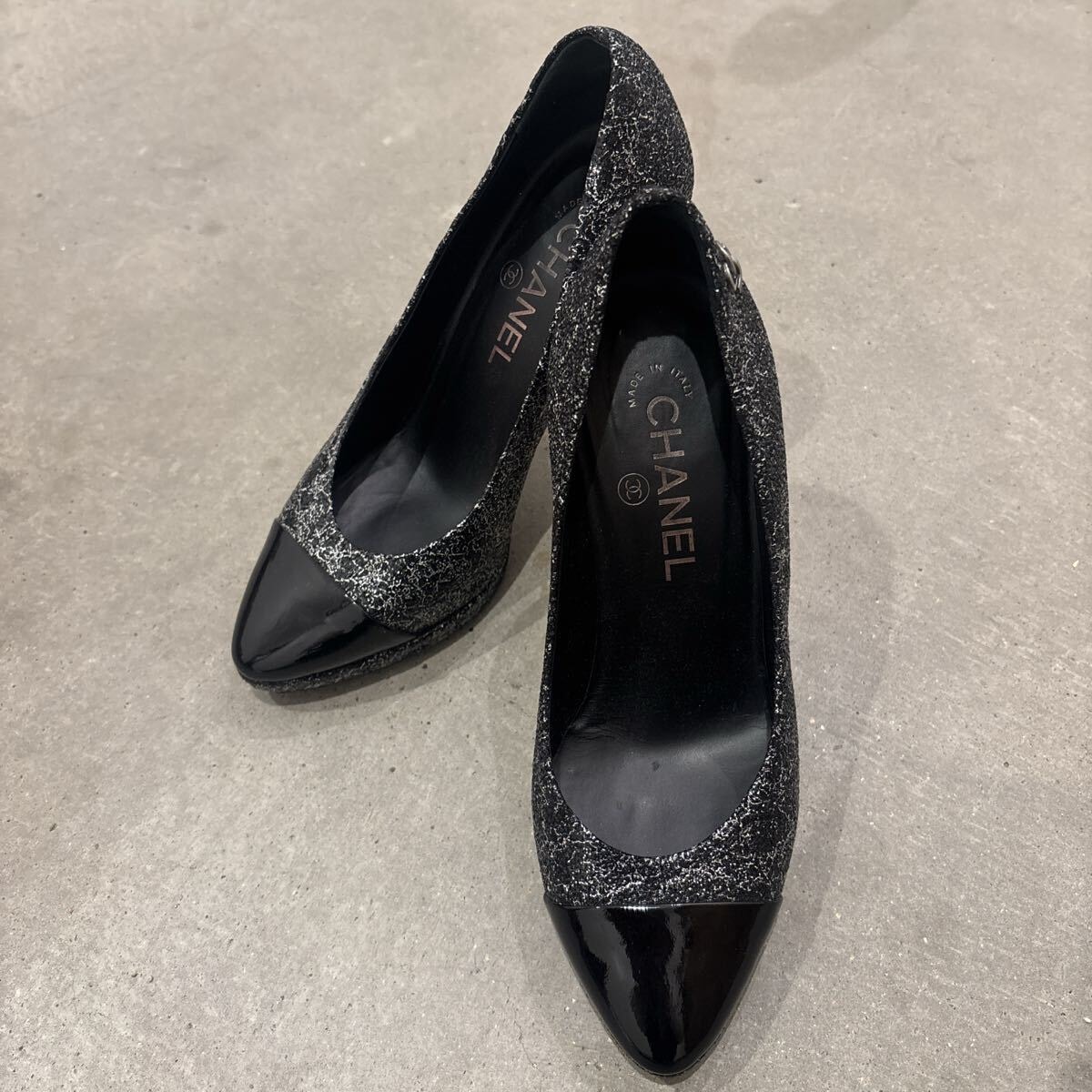 B (目立った傷や汚れなし)】美品 CHANEL ココマーク ラメ ブラック