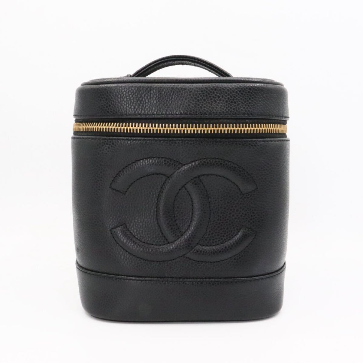 CHANEL 美品　シャネル　キャビアスキン　ココマーク　バニティバッグ　ブラック