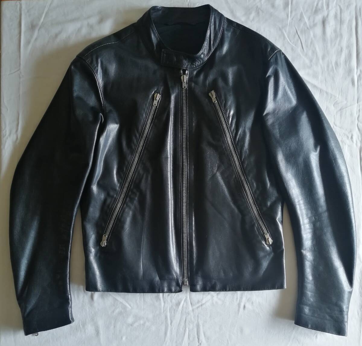 本人期 06SS マルジェラ ハの字 レザー ライダース 46 5Zip ジャケット 黒 ここのえ 八の字 アーカイブ 初期 Martin Margiela アナトミック