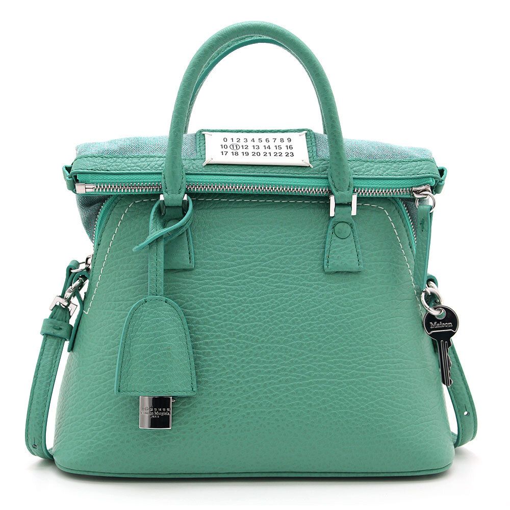 中古美品 メゾンマルジェラ Maison Margiela ショルダーバッグ 5AC ミニ S56WG0082 イタリア製 グリーン ライン11 2way ブルーグリーン
