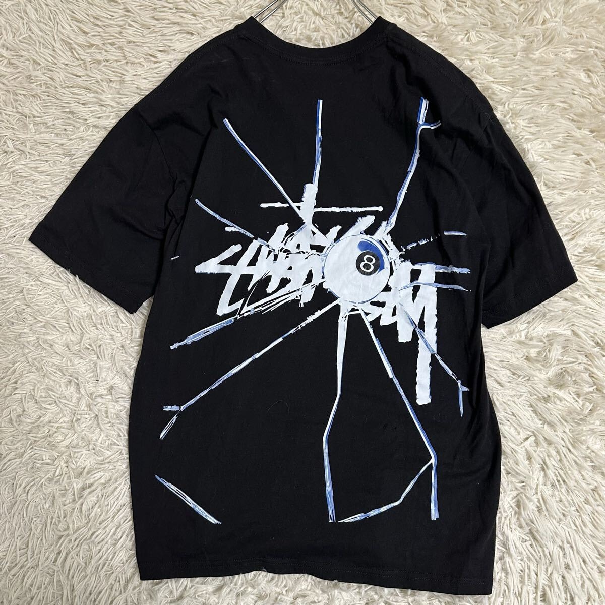 STUSSY】 ステューシー Tシャツ 半袖 L ブラック ロゴ 8ボール Tシャツ 