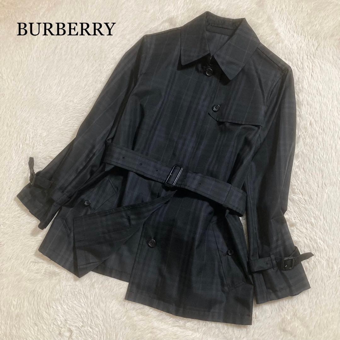 極美品 BURBERRY バーバリー ステンカラー ショートコート ノバチェック スプリングコート