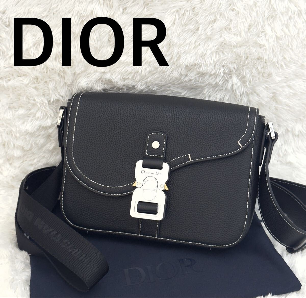 ☆未使用級☆DIOR ディオール Saddle メッセンジャーバッグ 現行 ショルダーバッグ 黒 レザー ブラック