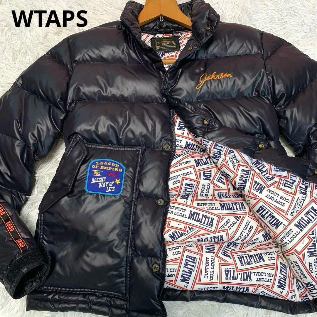 WTAPS【RED DAWN/裏地：総柄/ワッペン/ロゴ刺繍◆ダウンジャケット/アウター】GULF 2way:フード収納可 2008aw 冬 黒 メンズ ダブルタップス