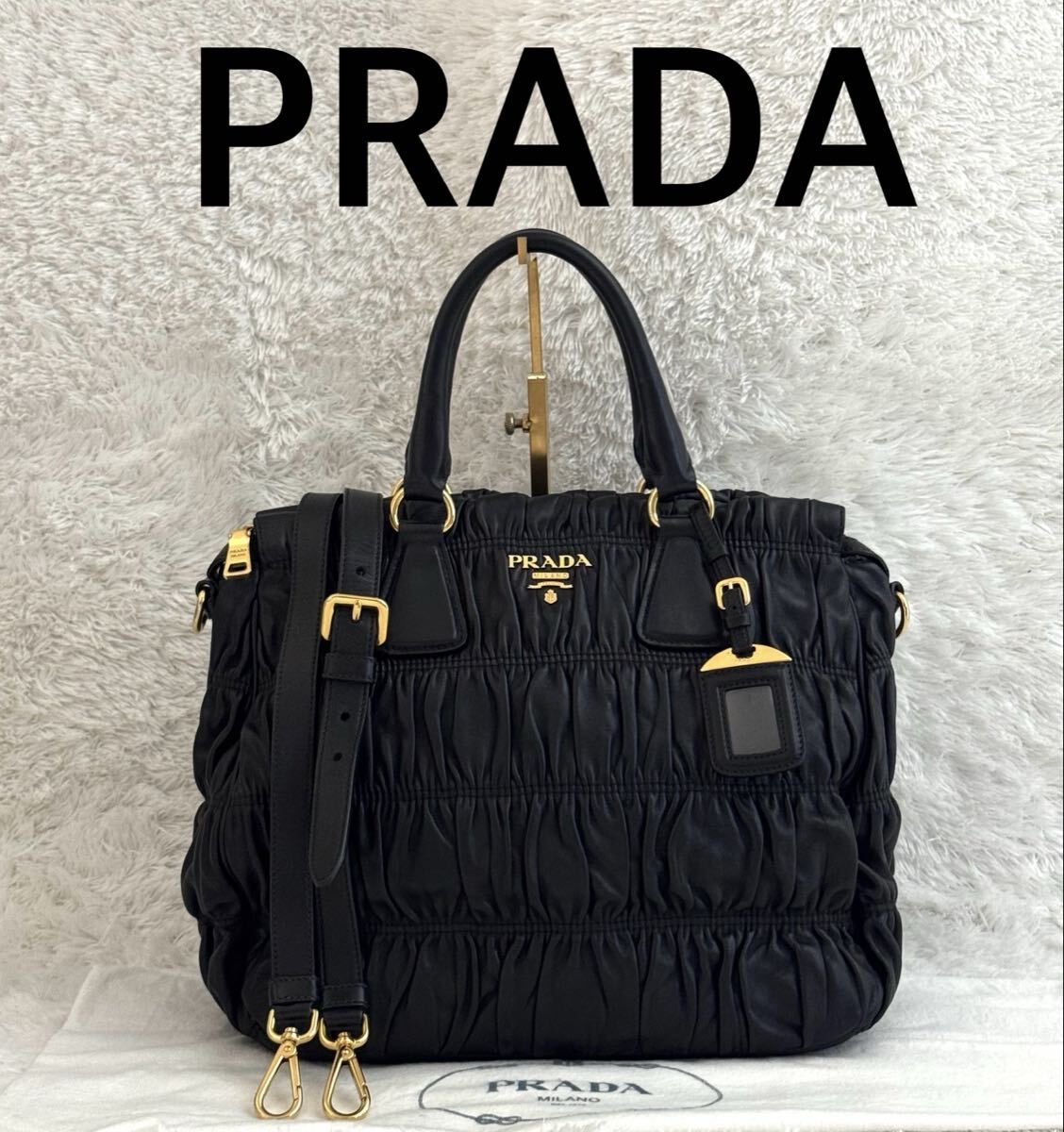 ☆極美品☆PRADA プラダ ショルダー ブラック レザー ハンドバッグ 2way 