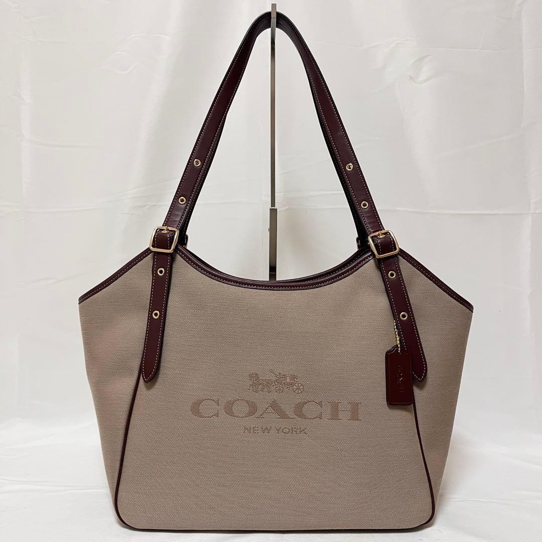 COACH コーチ メドウ ショルダーバッグ トートバッグ キャンバス コットン レザー CR167 美品