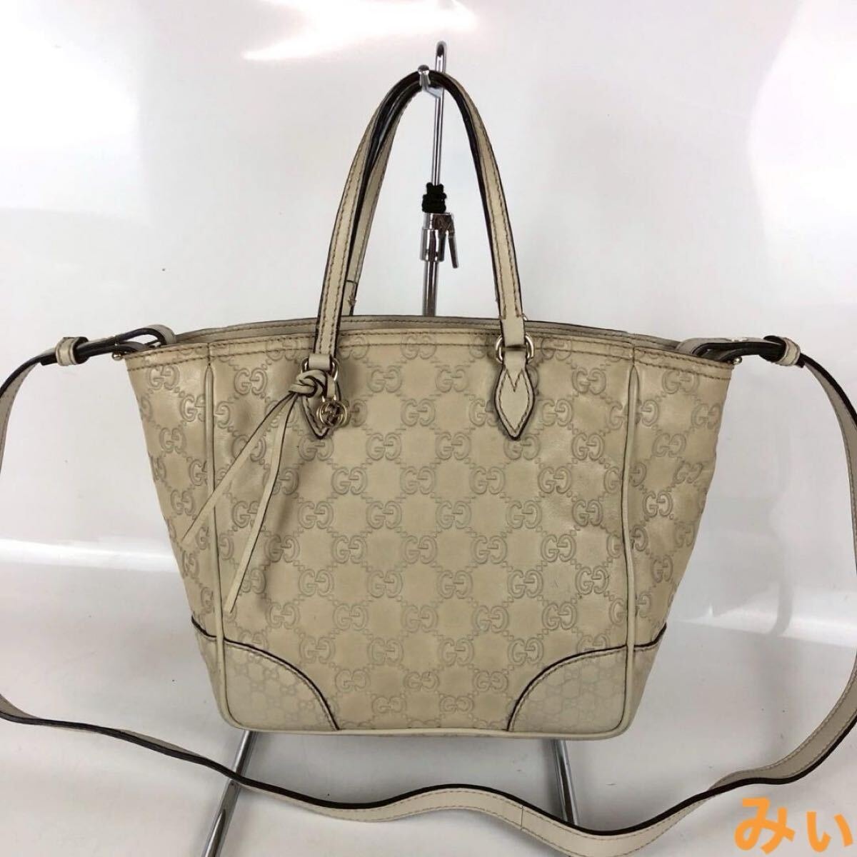 GUCCI グッチ グッチシマ シーキー 2way ハンドバッグ 247902 ベージュ ショルダーバッグ 斜めがけ 肩掛け 本革 レザー 鞄 カバン