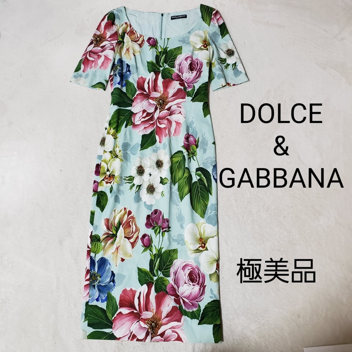 DOLCE&GABBANA ワンピース　フローラルプリント キャディミディドレス　ドルチェ&ガッバーナ ドレス 総柄 花柄