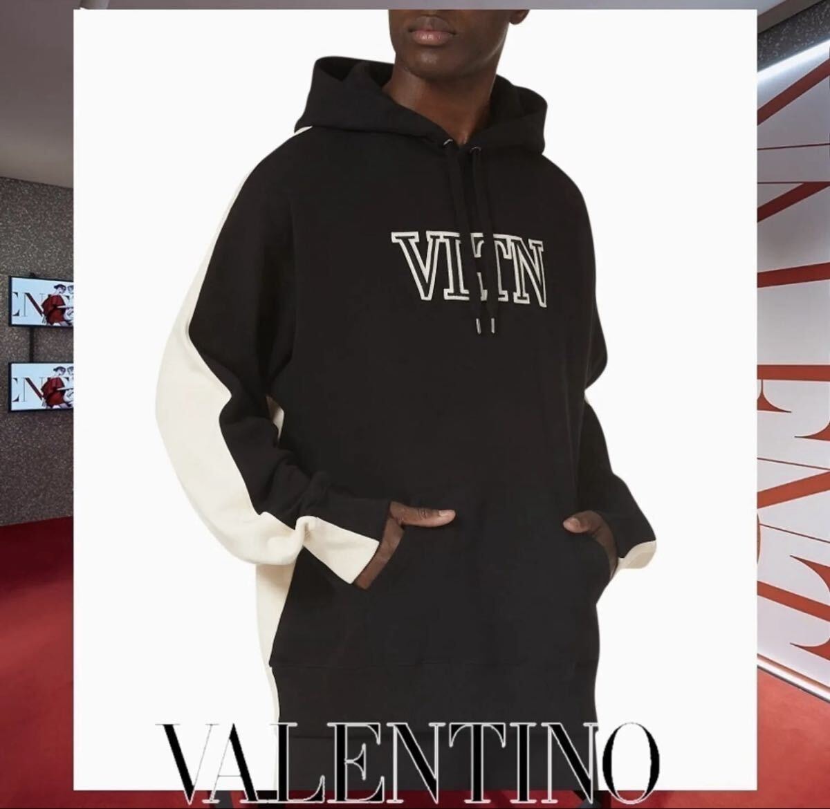 ヴァレンティノ VALENTINO VLTNロゴ プルオーバーパーカー コットン 