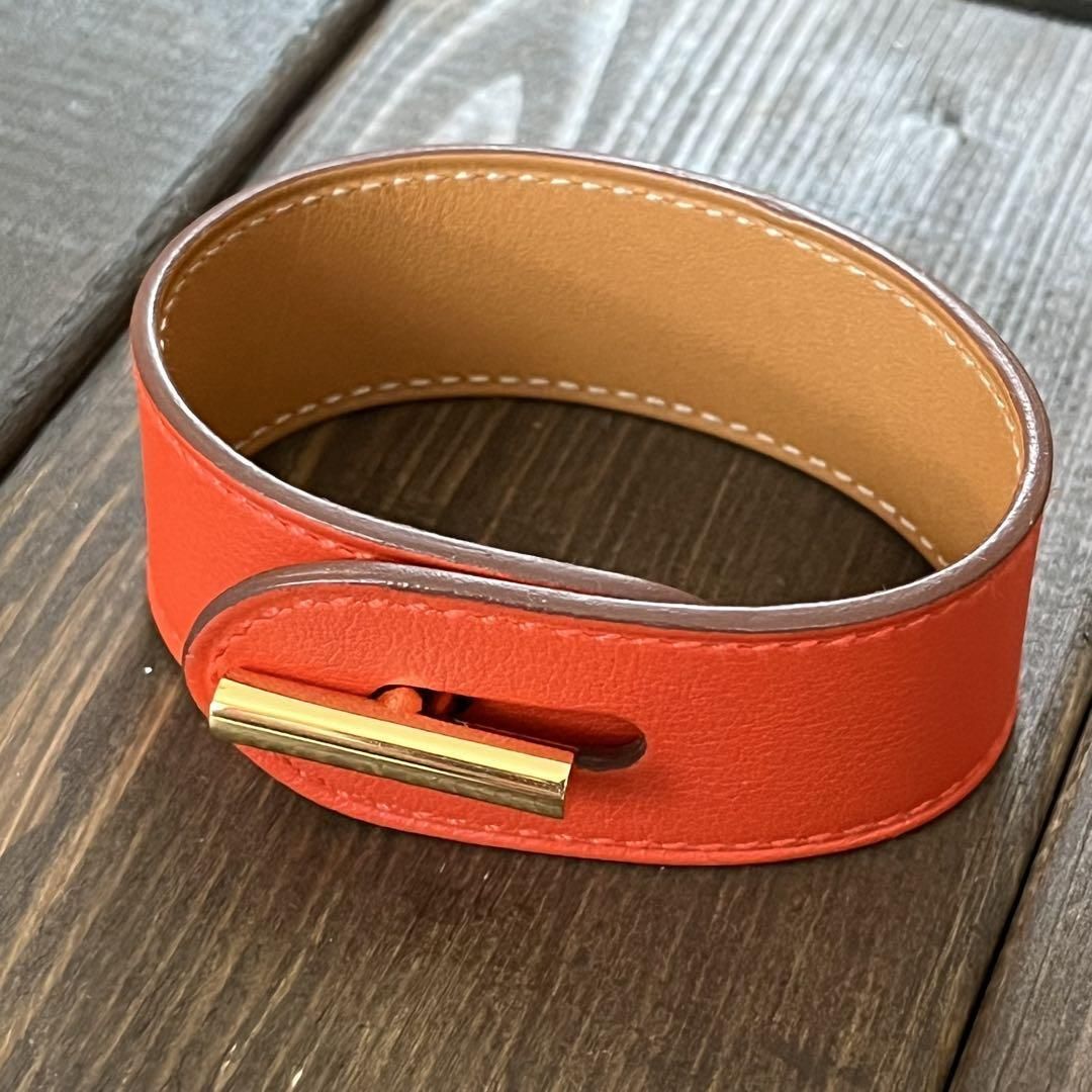 【美品】HERMES エルメス レザーブレスレット オレンジ