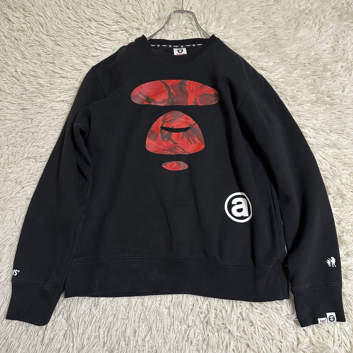 【APE】エーエイプバイアベイシングエイプ トレーナー ブラック スウェット