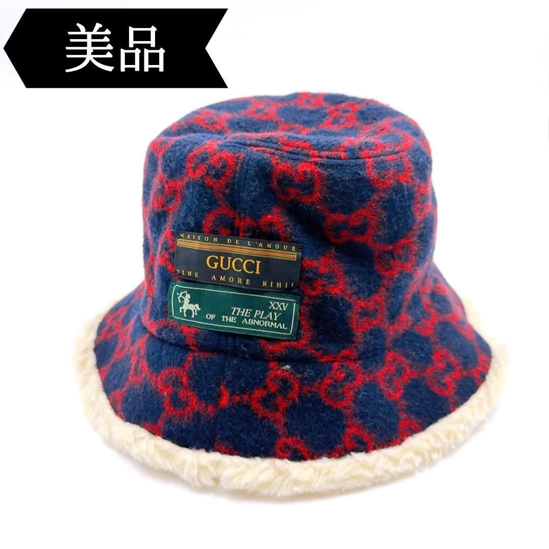 ◇グッチ◇ウール×ナイロン/GG/M/ハット/帽子/ブランド 目立った傷や汚れなし】◇グッチ◇ウール×ナイロン/GG/M/ハット