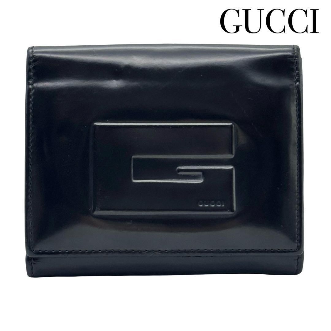 GUCCI グッチ Gロゴ ブラック レザー 二つ折り財布 ウォレット 小銭入れ 札入れ カード入れ メンズ レディース