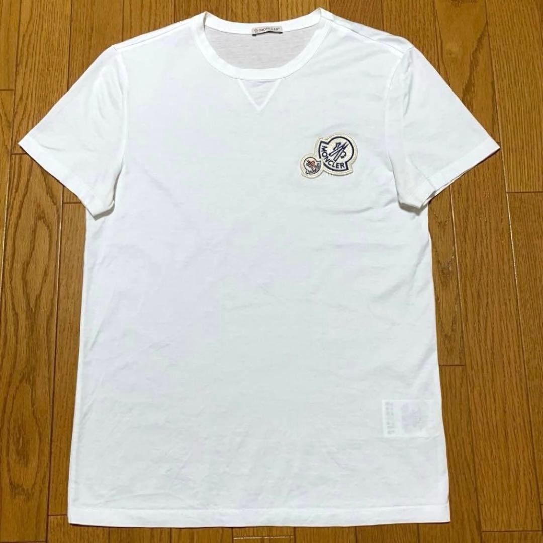 新品同様MONCLER 新品同様 MONCLER ホワイト Tシャツ バックプリント