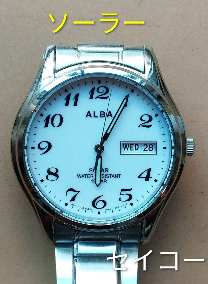 BG27 セイコー・アルバ　ソーラー時計　稼働品　曜日・日付つき