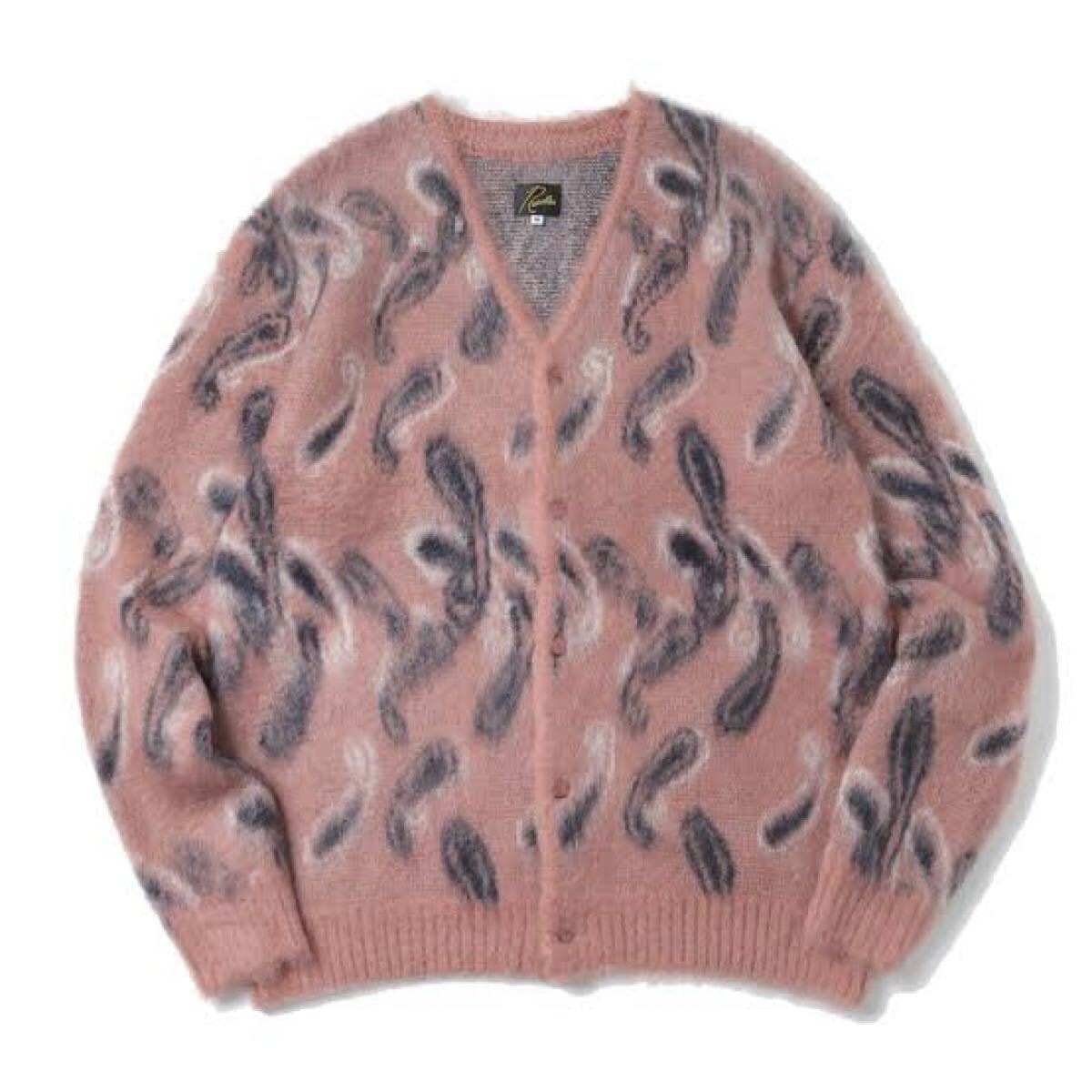 needles 23aw モヘア　カーディガン　ペイズリー　ピンク　総柄　M