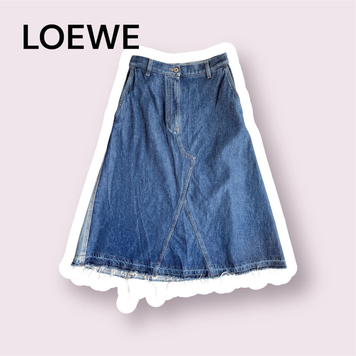 B (目立った傷や汚れなし)】LOEWE ロエベ バイカラーデニムスカート 36