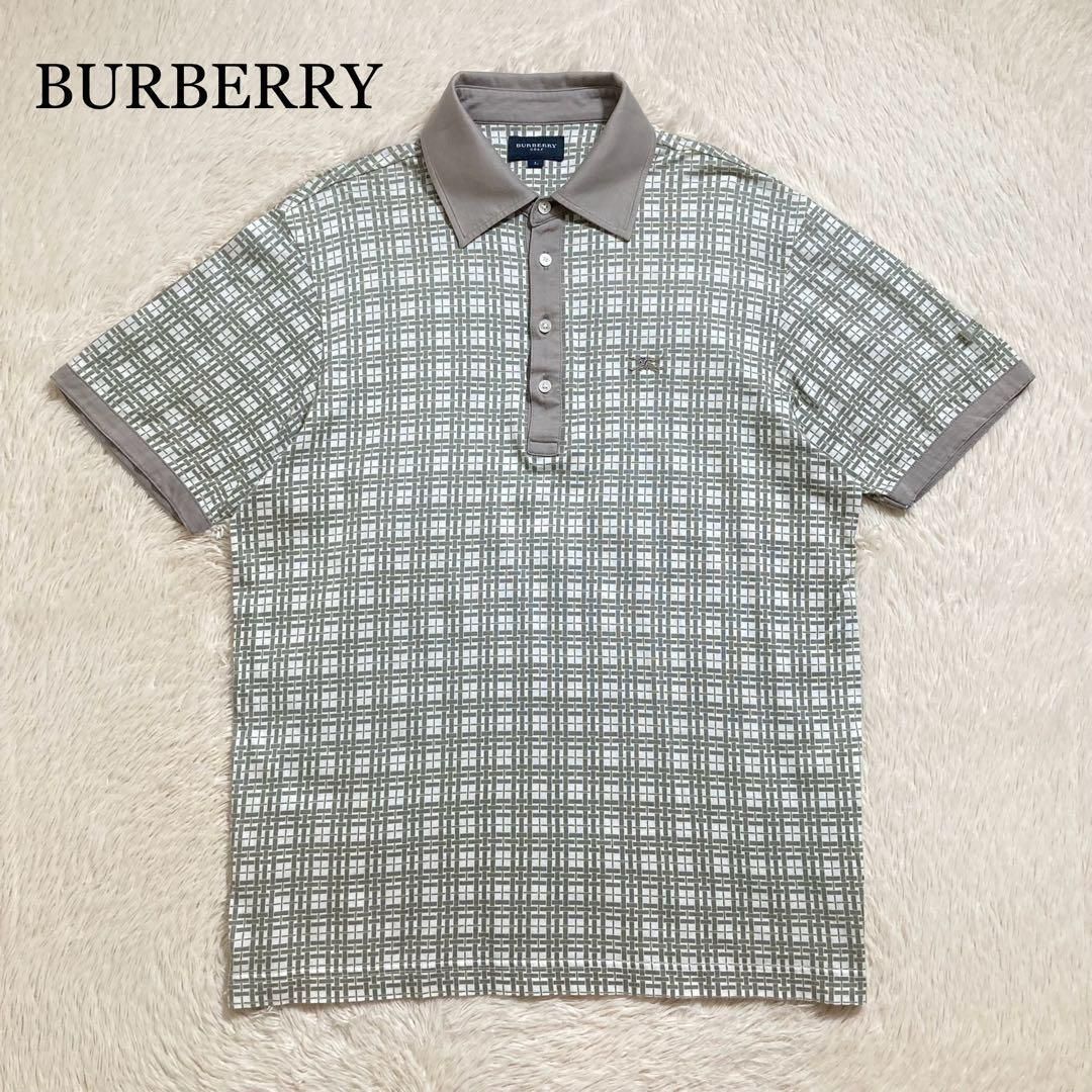 美品 BURBERRY バーバリー ポロシャツ 半袖 コットン ロゴ チェック
