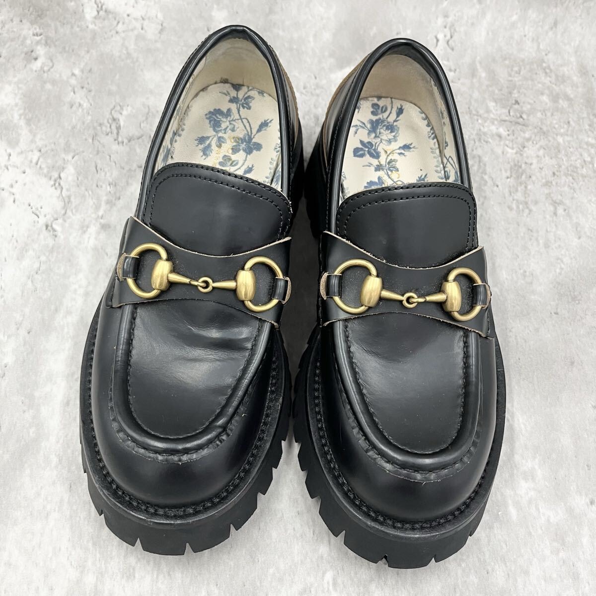 極美品△GUCCI グッチ 110 0009/2 ホースビット レザー ローファー 