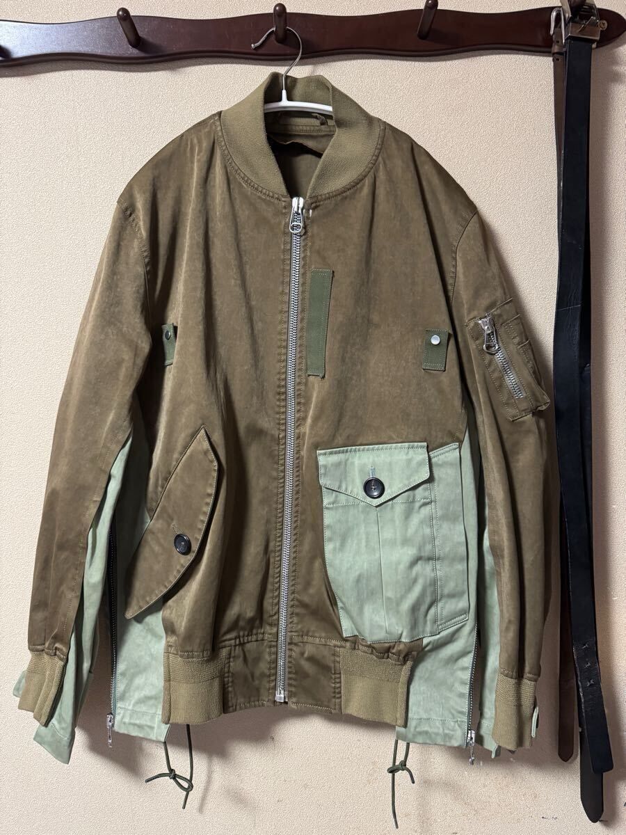 sacai サカイ ×Ten C 20AW MA-1 size1 sacai - 【美品】sacai Ten-c 20aw MA-1 ブラック/ネイビー の