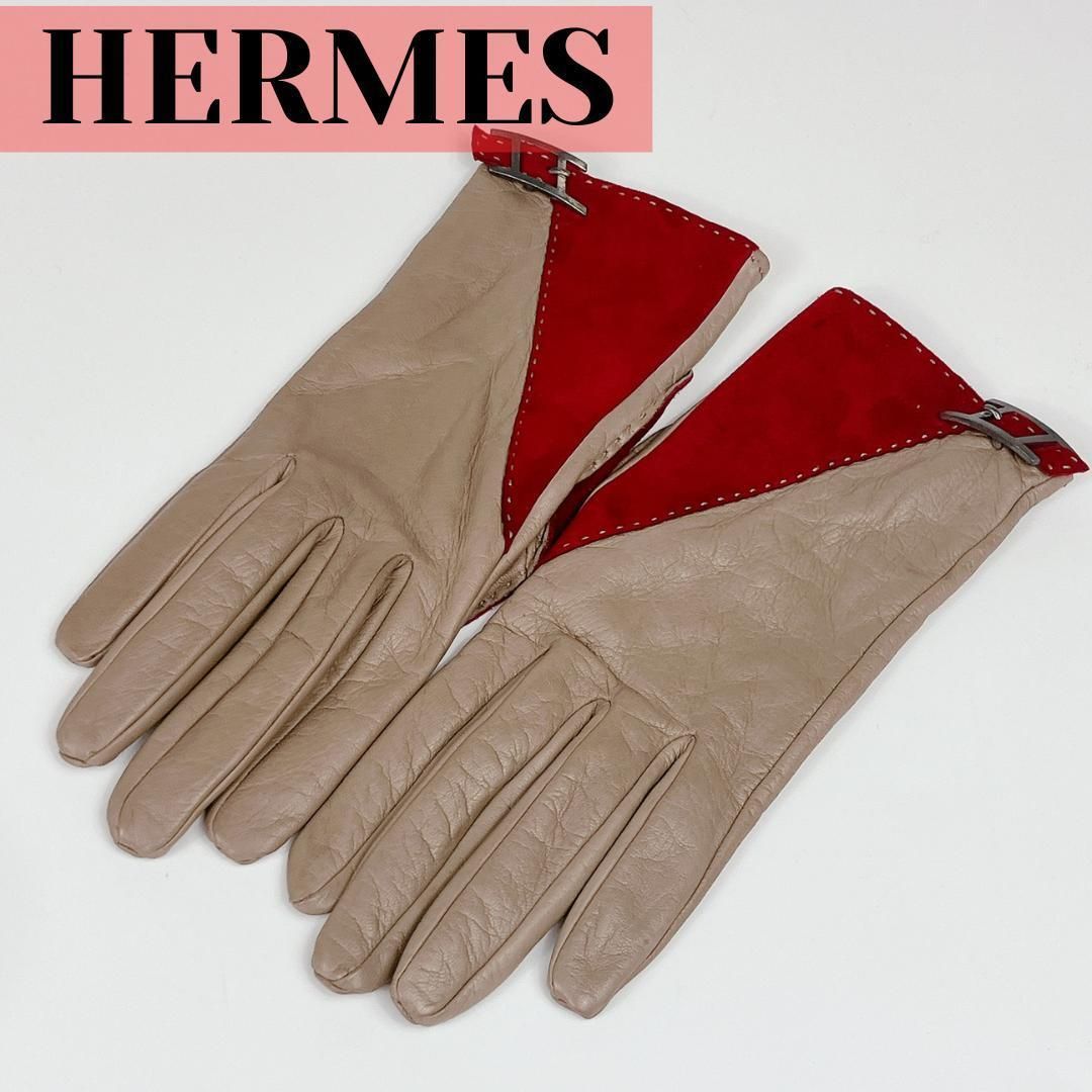 【さくらんぼ 】HERMES Hロゴ レザーグローブ 羊革 手袋 驚きの価格が実現！ Hロゴ グローブ [エルメス] | Amazon 手袋