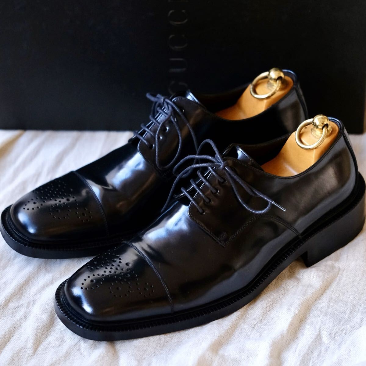 未使用に近い】極美品GUCCIグッチ スクエアストレートチップ