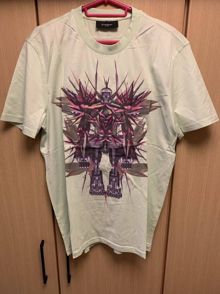 正規 12SS GIVENCHY ジバンシー ジバンシィ 極楽蝶花 ロボット ライムグリーン Tシャツ L