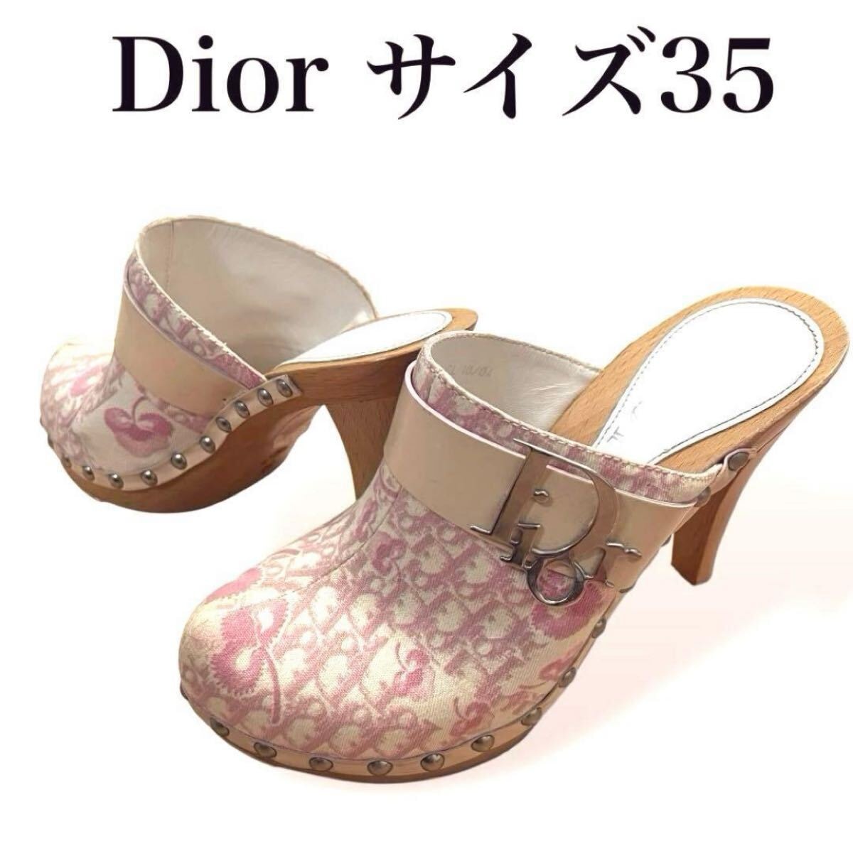 Dior ディオール　トロッターロゴ　フラワー ガーリー　ブロッサム　花柄　サボ 傷や汚れあり】Christian Dior クリスチャンディオール ガーリー