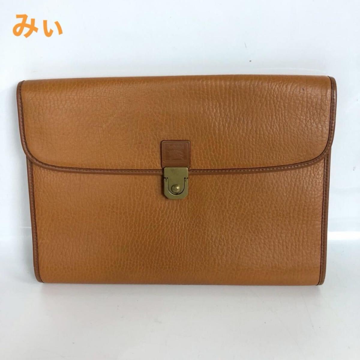 BURBERRY バーバリー クラッチバッグ セカンドバッグ ブラウン メンズ ブランド 茶 本革 レザー 皮 鞄 カバン 手持ち ロゴ 金具 定番 人気