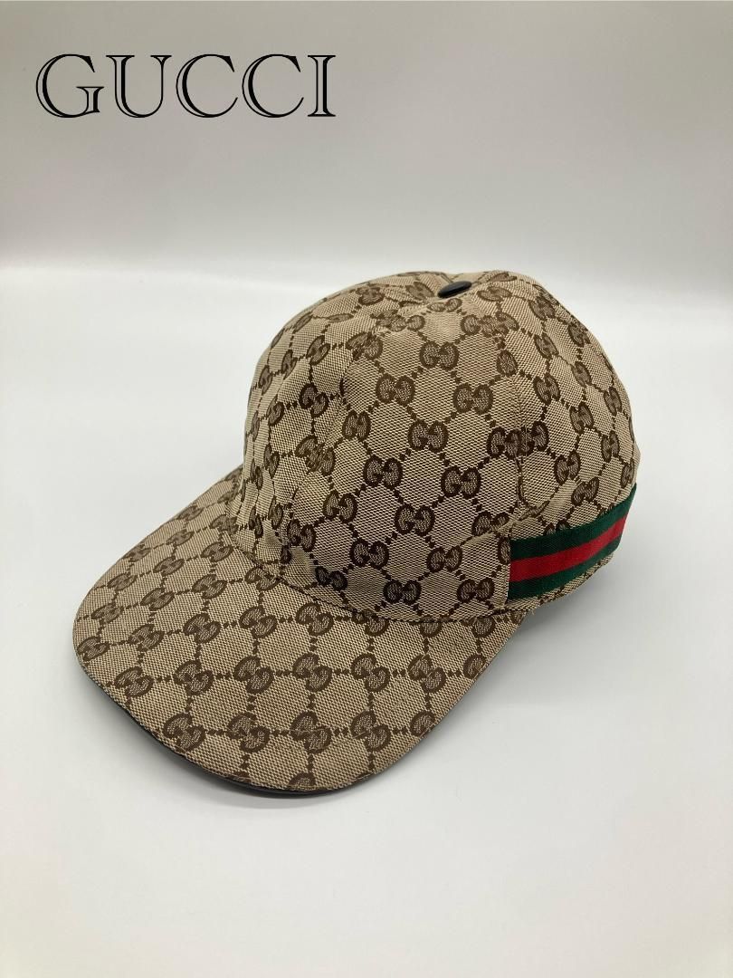目立った傷や汚れなし】GUCCI GG柄 シェリーライン ベースボール
