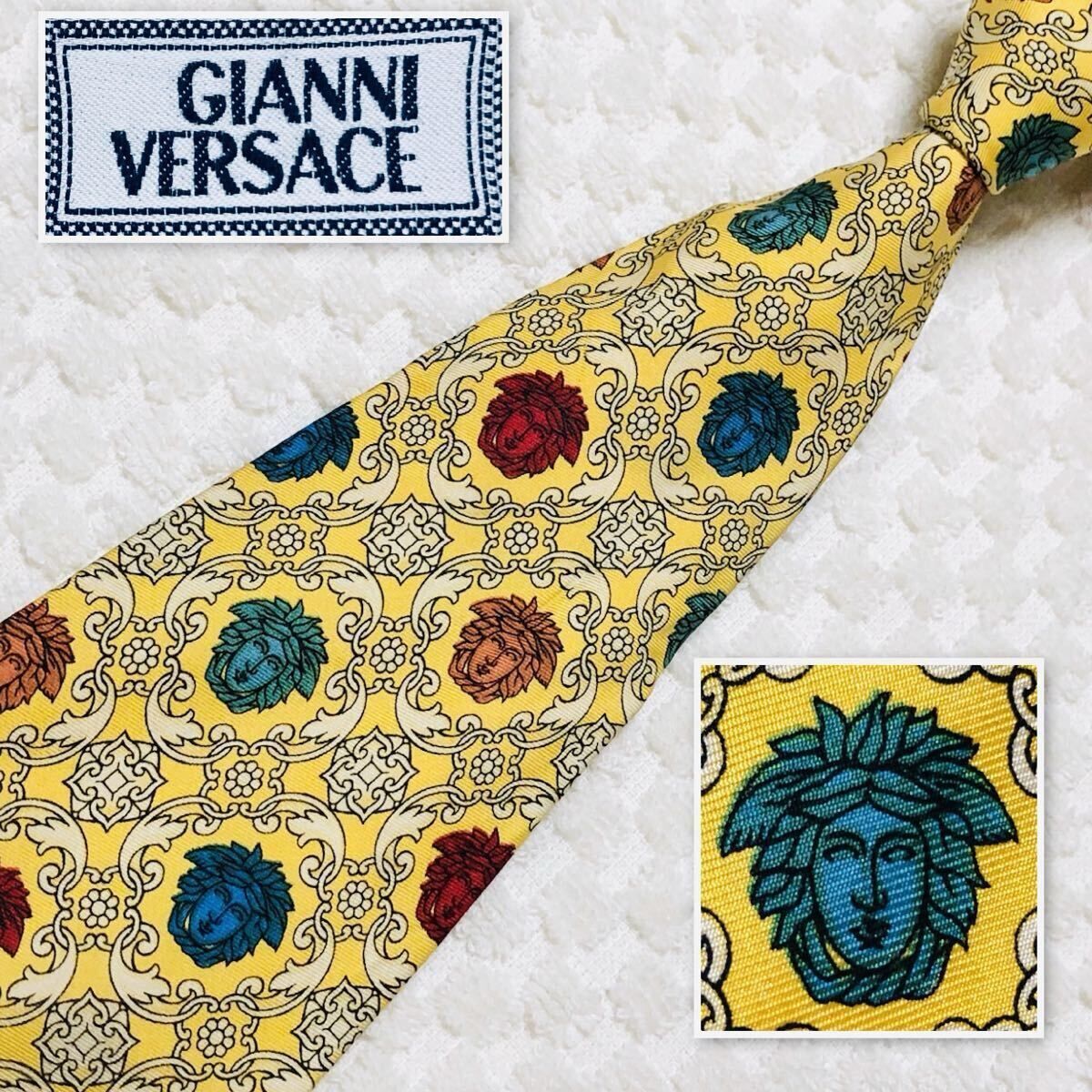 【美品】【ヴェルサーチ】GIANNI VERSACE 大判 スカーフ メデューサ 美品】Versace ヴェルサーチ シルク スカーフ - メルカリ