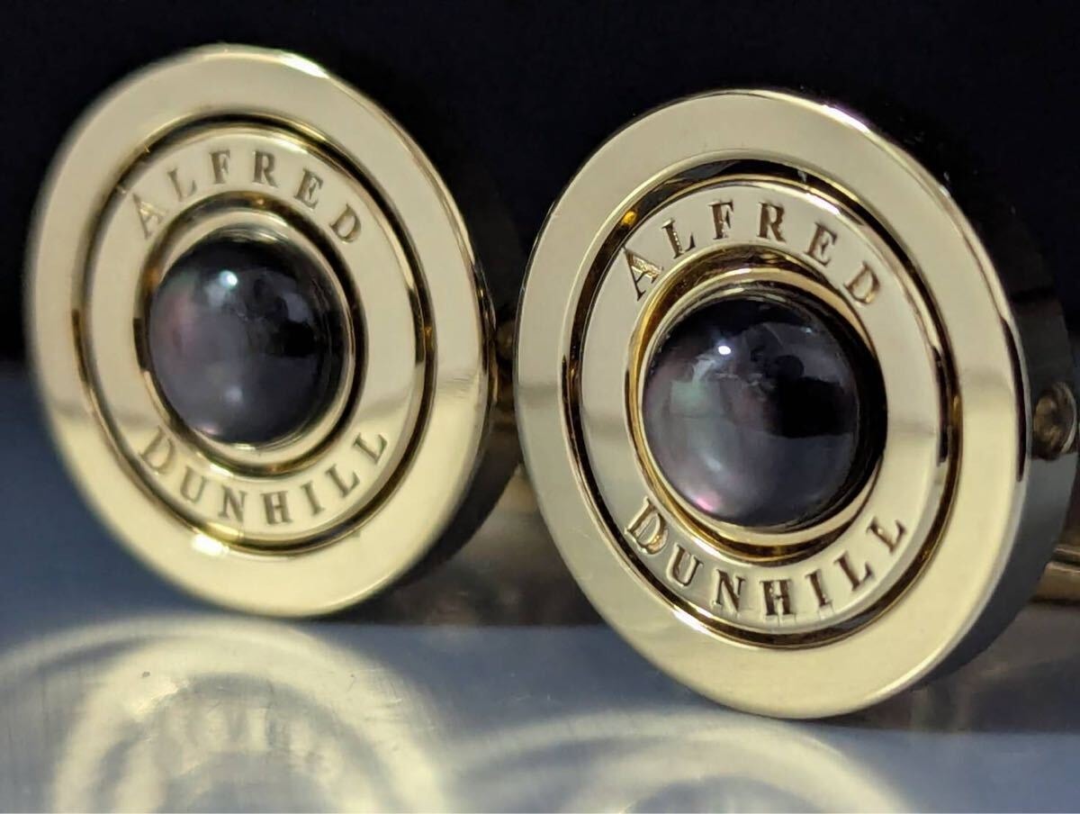 dunhill/ダンヒル カフス ジャイロ　ブラックシェル　ゴールド　